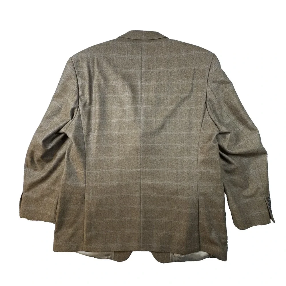 Calvin Klein Men's 46R (~48R) Brown Windowpane Sport Coat Wool Cashmere Canada